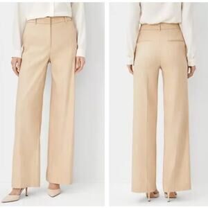 ANN TAYLOR Perfect Wide Leg Linen Pant Neutral Light Tan Sz 18 NWT $125 {Z15}